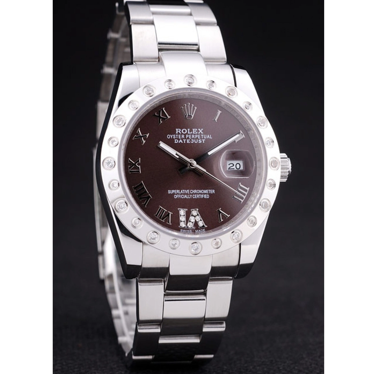 Best AAA Replica Sites Rolex Brown Diamond 7466 Bezel Datejust Dial 1014